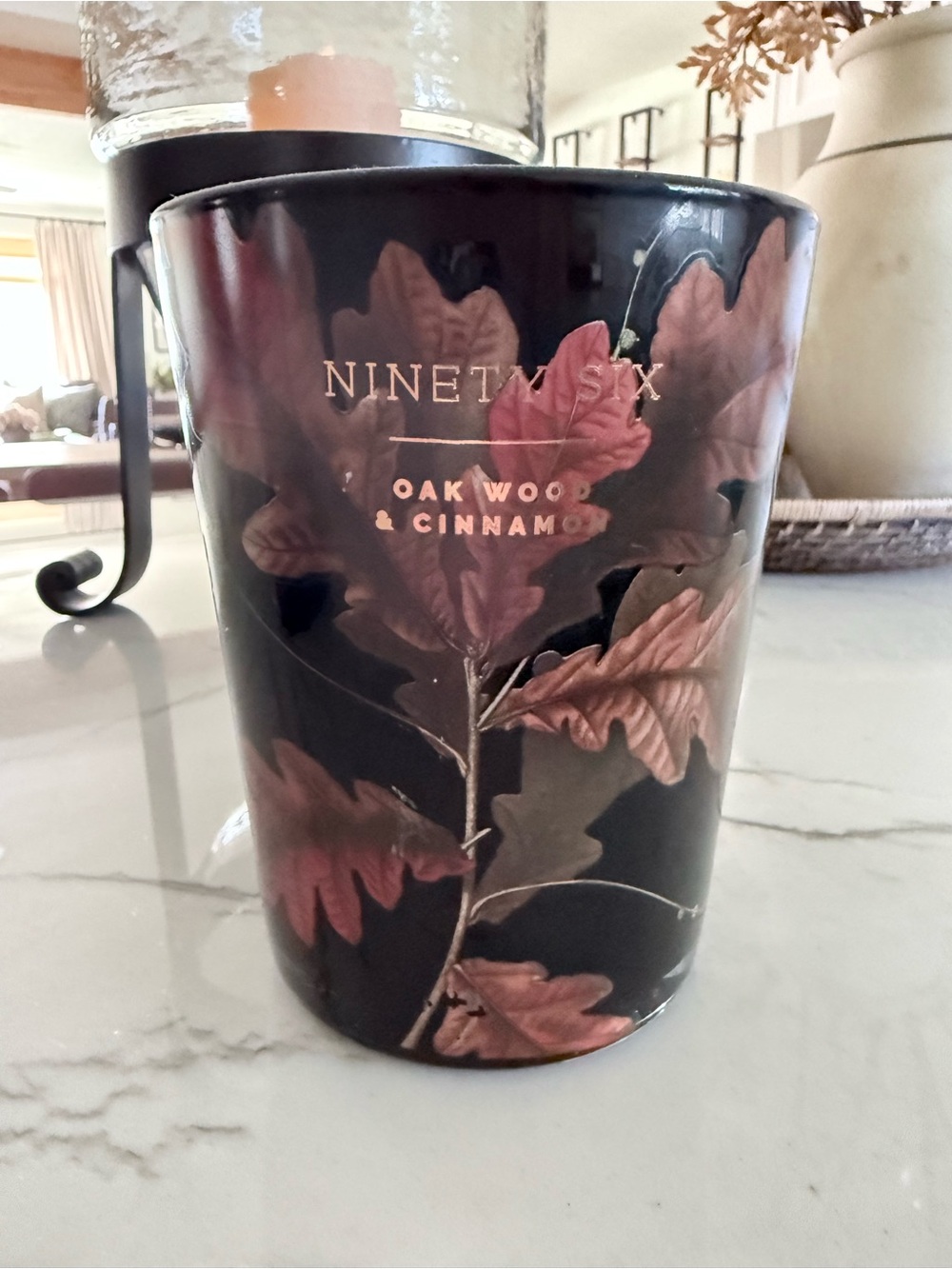 DW Home Black Glass Candle Jar - Ninety Six Oak Wood & Cinnamon